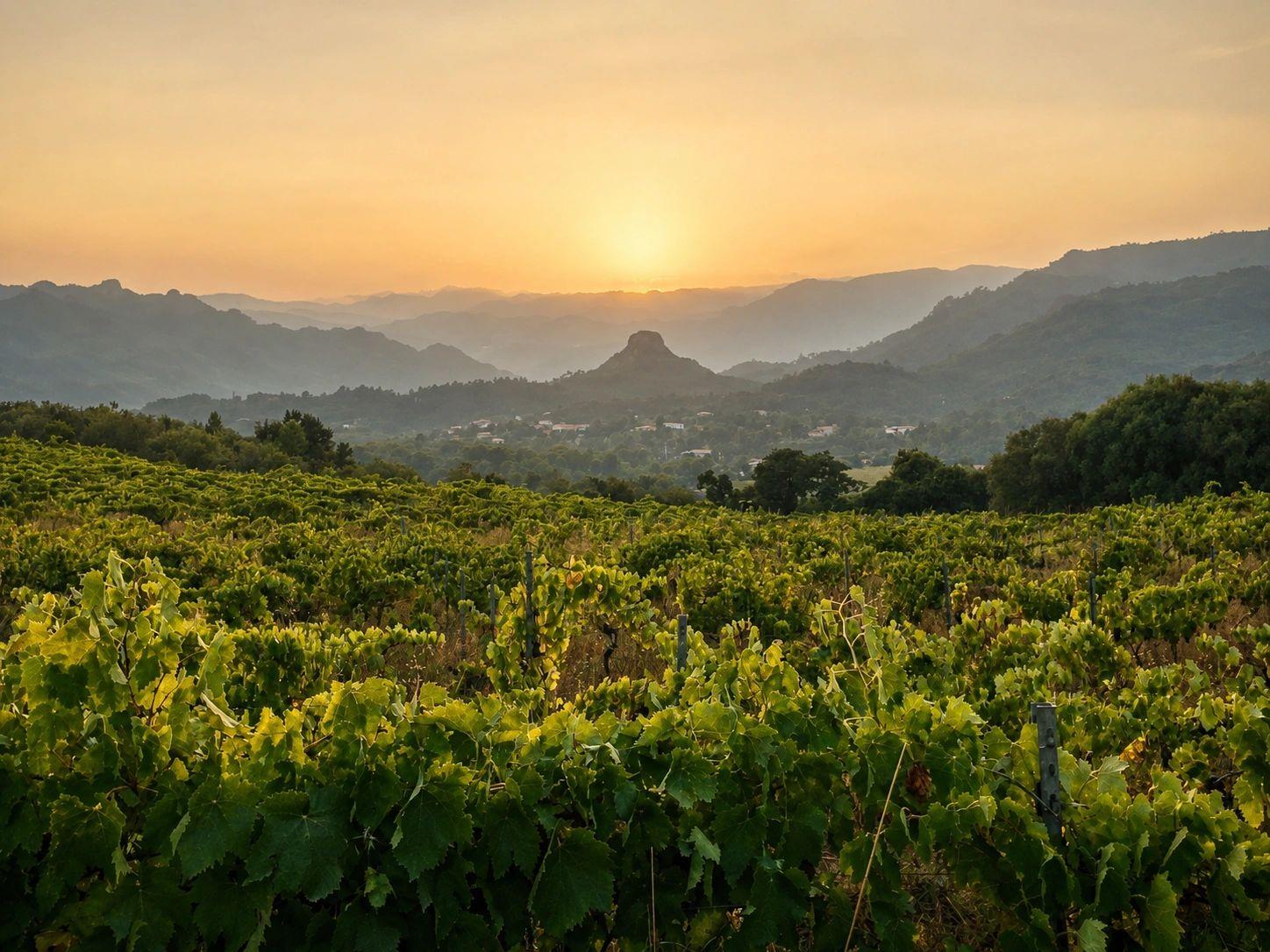 Coteaux de vignes au coucher du soleil, Lecci